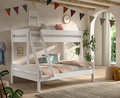 Lit superposé-PRIMO LIT DE FAMILLE 140 x 200 cm + 90 x 200 cm BLANC-Vipack-mailleux-1