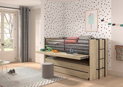 Lit mi-hauteur-SAM LIT MI-HAUTEUR (86) 90 x 200 cm CHÊNE-Vipack-mailleux-6