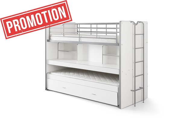 Lit superposé-BONNY LIT SUPERPOSÉ (80) 90 x 200 cm BLANC-Vipack-mailleux-0