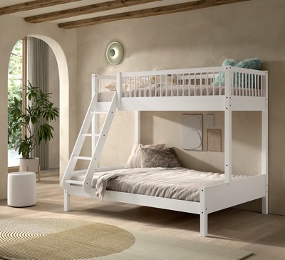 Lit superposé-FORREST LIT DE FAMILLE 140 x 200 cm + 90 x 200 cm HÊTRE BLANC-Vipack-mailleux-1