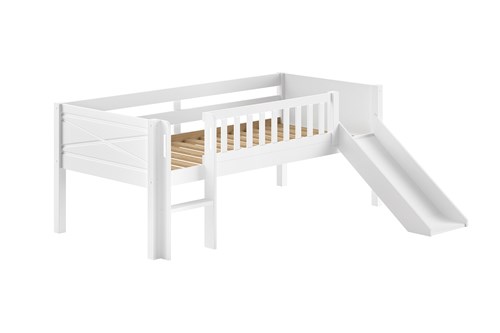 Lit mi-hauteur-SCOTT LIT MI-HAUTEUR BAS AVEC TOBOGGAN 90 x 200 cm BLANC-Vipack-mailleux-0