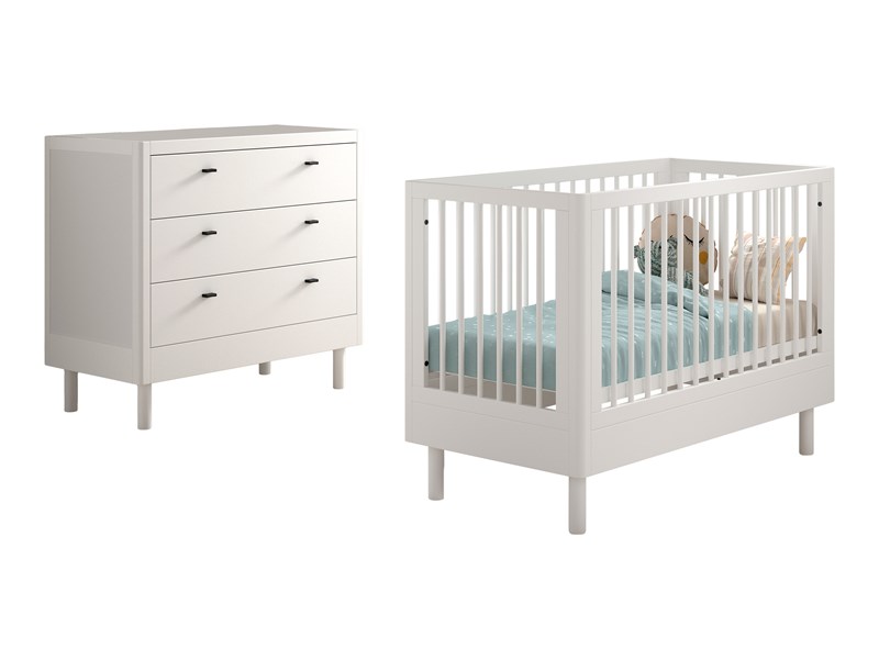 Chambres complètes-Combinaison de chambre d'enfant Forrest Beech 4-hêtre laqué blanc-Vipack-maill-0