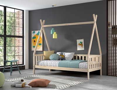 Lit enfant-TIPI LIT AVEC GRILLE 90 x 200 cm NATUREL-Vipack-mailleux-1