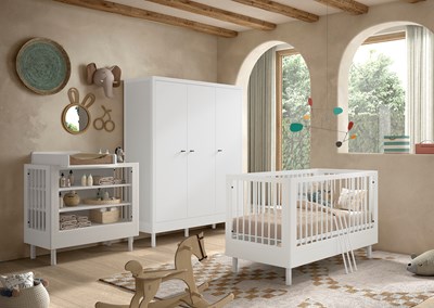 Chambres complètes-Combinaison de chambre d'enfant Forrest Beech 4-hêtre laqué blanc-Vipack-maill-1