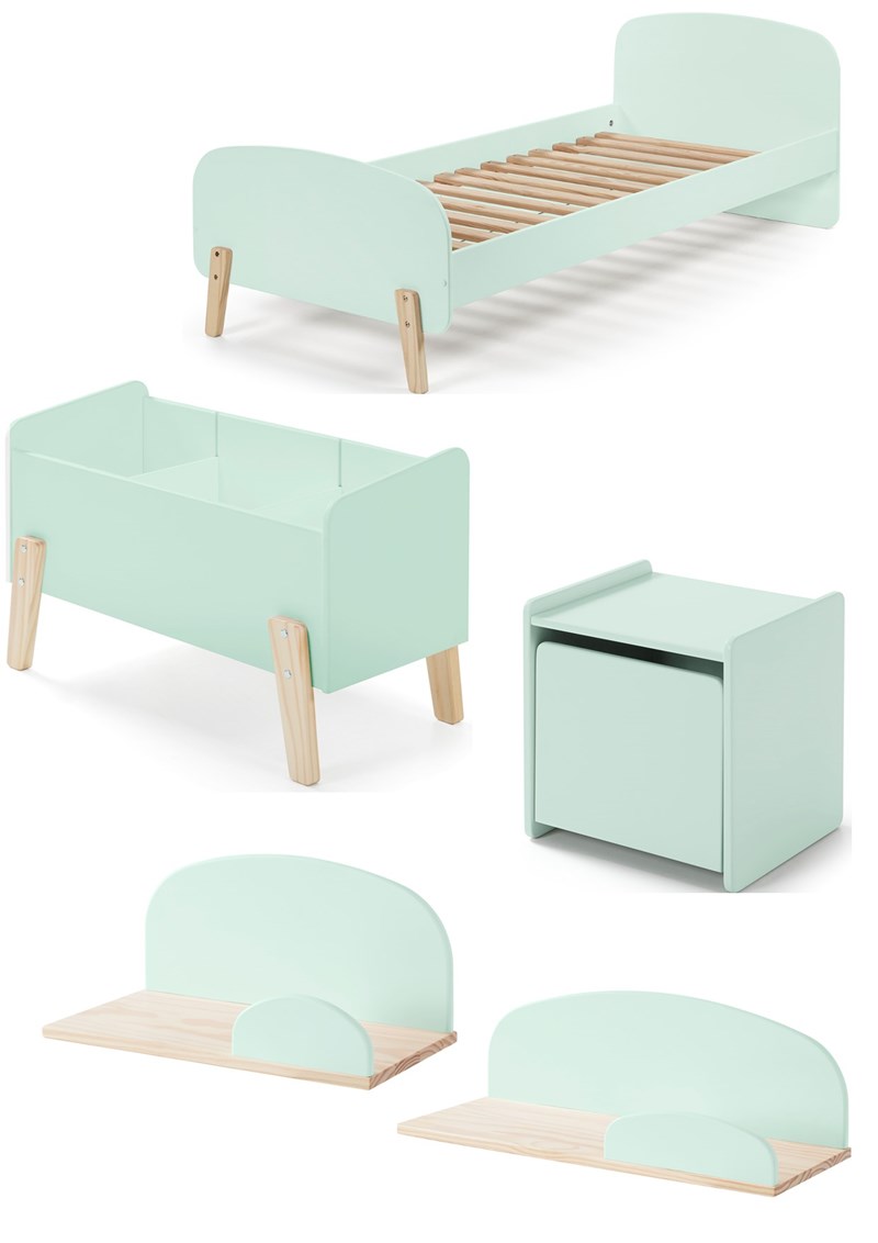 Chambres complètes-Combinaison de chambre d'enfant Kiddy 3-menthe-Vipack-mailleux-0
