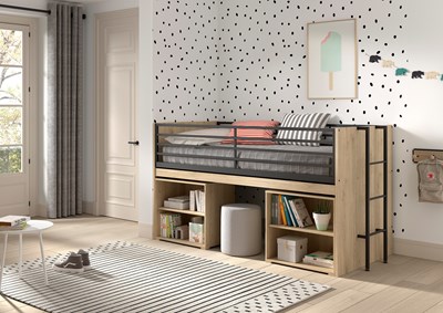 Chambres complètes-Combinaison de chambre d'enfant Sam finition chêne-Vipack-mailleux-1