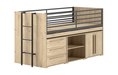 Chambres complètes-Combinaison de chambre d'enfant Sam finition chêne-Vipack-mailleux-0