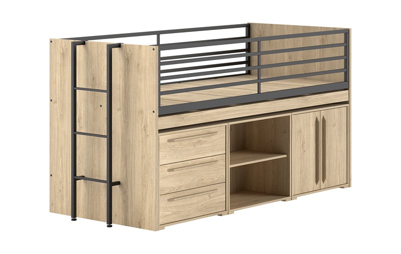 Chambres complètes-Combinaison de chambre d'enfant Sam finition chêne-Vipack-mailleux-0