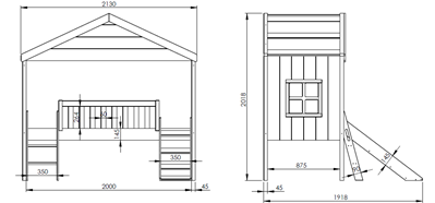 Lit mi-hauteur-HOUSEBED LIT CABANE AVEC GIGOGNE 90 x 200 cm BLANC-Vipack-mailleux-2