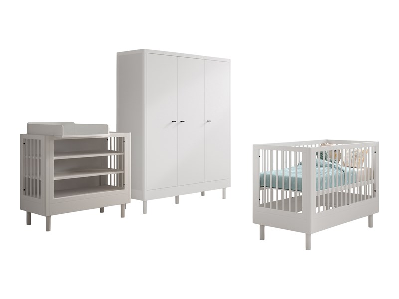 Chambres complètes-Combinaison de chambre d'enfant Forrest Beech 4-hêtre laqué blanc-Vipack-maill-0