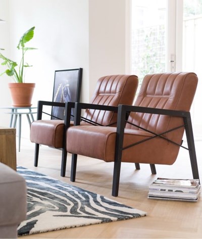 Fauteuils cuir-Northon, fauteuil avec accoudoir en bois vintage clay  white  black-Henders & Haze-26