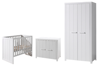 Chambres complètes-Combinaison de chambre d'enfant Erik blanc-Vipack-mailleux-0