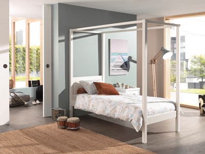 Lit enfant-PINO LIT À BALDAQUIN 90 x 200 cm BLANC-Vipack-mailleux-1