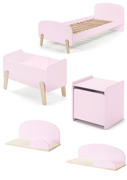 Chambres complètes-Combinaison de chambre d'enfant Kiddy 3-rose-Vipack-mailleux-0