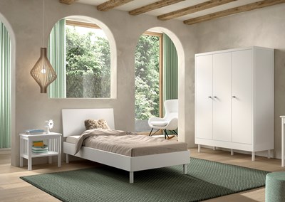 Chambres complètes-Combinaison de chambre d'enfant Forrest Beech 4-hêtre laqué blanc-Vipack-maill-1