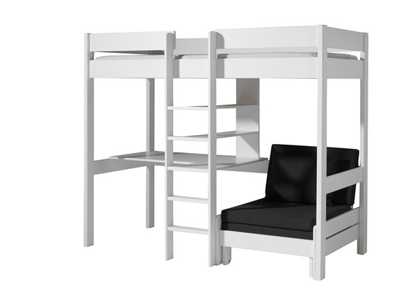 Lit mezzanine-PINO LIT MEZZANINE AVEC FAUTEUIL 90 x 200 cm BLANC-Vipack-mailleux-0