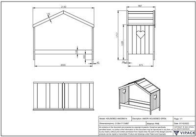 Lit enfant-AMORI LIT CABANE 90 x 200 cm BLANC-Vipack-mailleux-2