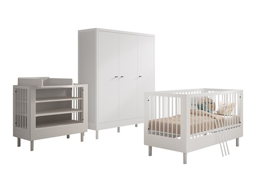 Chambres complètes-Combinaison de chambre d'enfant Forrest Beech 4-hêtre laqué blanc-Vipack-maill-0