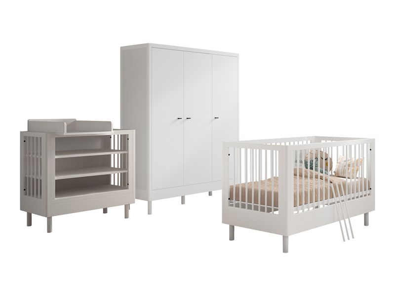 Chambres complètes-Combinaison de chambre d'enfant Forrest Beech 4-hêtre laqué blanc-Vipack-maill-0