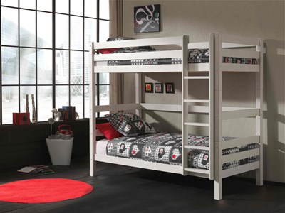 Lit superposé-PINO LIT SUPERPOSÉ (H 180cm) 90 x 200 cm BLANC-Vipack-mailleux-1