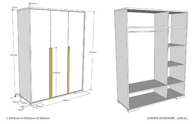 Garde-robe-LONDON ARMOIRE 3 PORTES BLANC-Vipack-mailleux-2