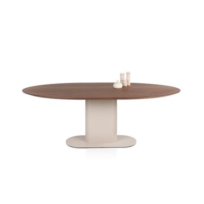 Tables de salle à manger-Brianza, table 210 x 100 cm - placage de noyer - crème-Xooon-mailleux-2