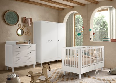 Chambres complètes-Combinaison de chambre d'enfant Forrest Beech 4-hêtre laqué blanc-Vipack-maill-1