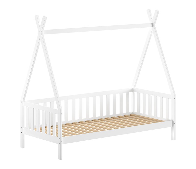 Lit enfant-TIPI LIT AVEC GRILLE 90 x 200 cm BLANC-Vipack-mailleux-0