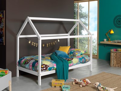 Lit enfant-DALLAS LIT CABANE 90 x 200 cm BLANC-Vipack-mailleux-1