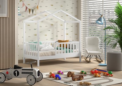 Lit enfant-DALLAS LIT CABANE JUNIOR 70 x 140 cm BLANC-Vipack-mailleux-3