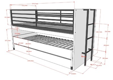 Lit mi-hauteur-SAM LIT MI-HAUTEUR (86) 90 x 200 cm BLANC-Vipack-mailleux-2