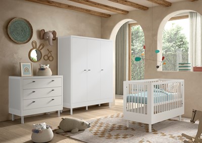 Chambres complètes-Combinaison de chambre d'enfant Forrest Beech 4-hêtre laqué blanc-Vipack-maill-1