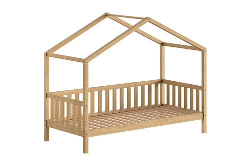 Lit enfant-NATURE LIT CABANE AVEC GRILLE 90 x 200 cm CHÊNE-Vipack-mailleux-0