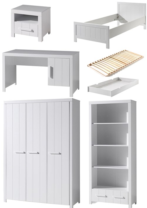 Chambres complètes-Combinaison de chambre d'enfant Erik 2-blanc de la collection erik-Vipack-mail-0