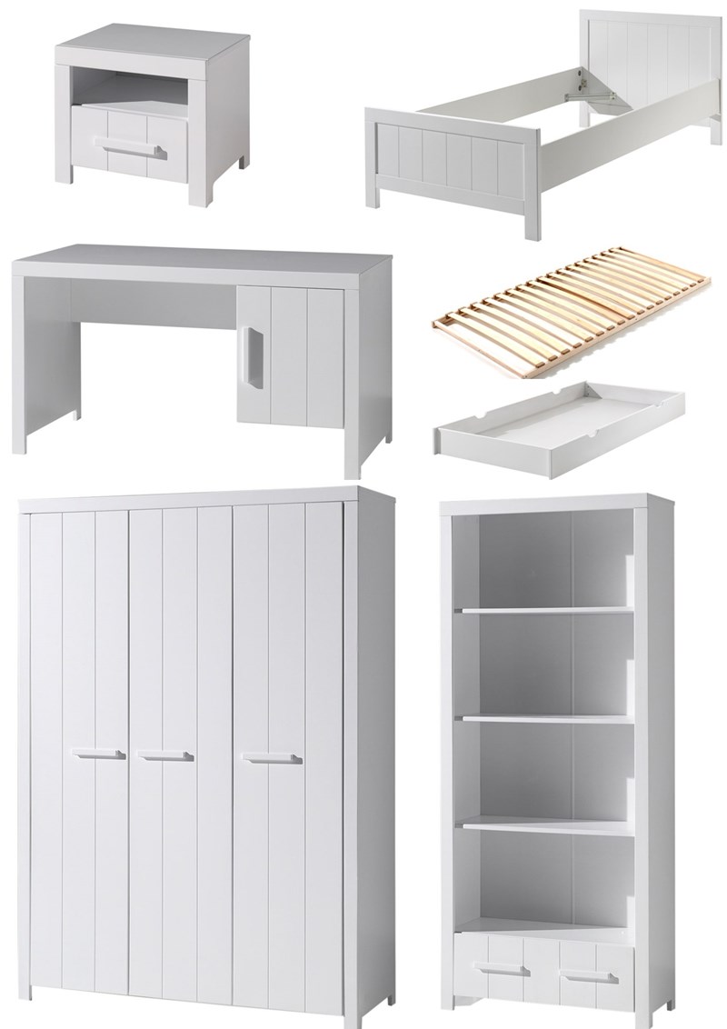 Chambres complètes-Combinaison de chambre d'enfant Erik 2-blanc de la collection erik-Vipack-mail-0