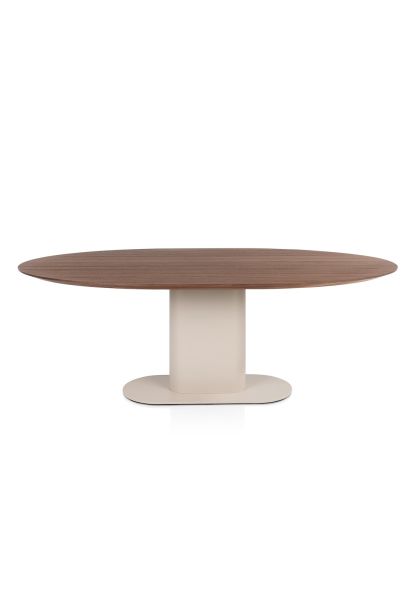 Tables de salle à manger-Brianza, table 210 x 100 cm - placage de noyer - crème-Xooon-mailleux-0