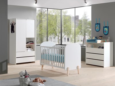 Chambres complètes-Combinaison de chambre d'enfant Kiddy blanc-Vipack-mailleux-1