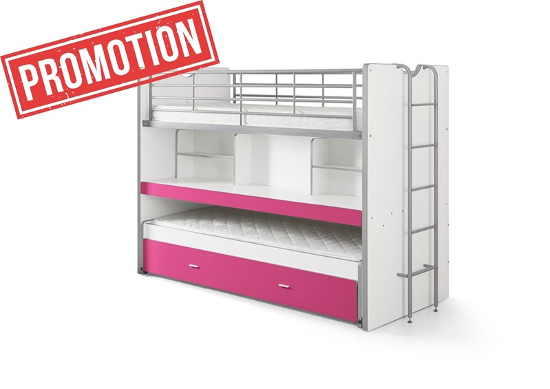 Lit superposé-BONNY LIT SUPERPOSÉ (80) 90 x 200 cm FUCHSIA-Vipack-mailleux-0