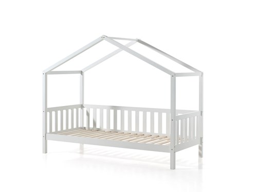 Lit enfant-DALLAS LIT CABANE AVEC GRILLE 90 x 200 cm BLANC-Vipack-mailleux-0