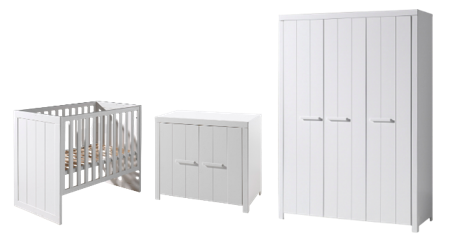 Chambres complètes-Combinaison de chambre d'enfant Erik blanc-Vipack-mailleux-0