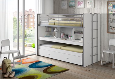 Lit superposé-BONNY LIT SUPERPOSÉ (80) 90 x 200 cm BLANC-Vipack-mailleux-1