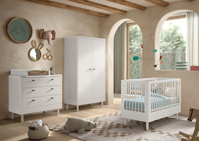 Chambres complètes-Combinaison de chambre d'enfant Forrest Beech 4-hêtre laqué blanc-Vipack-maill-1