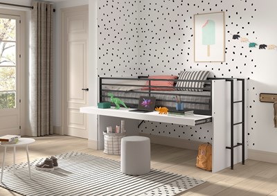 Lit mi-hauteur-SAM LIT MI-HAUTEUR (85) 90 x 200 cm BLANC-Vipack-mailleux-4