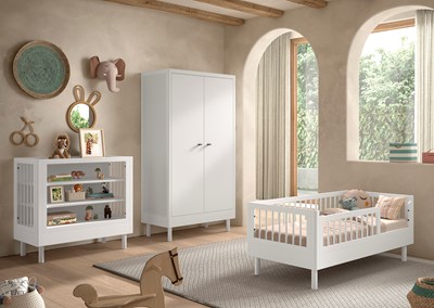 Chambres complètes-Combinaison de chambre d'enfant Forrest Beech 7-hêtre laqué blanc-Vipack-maill-1