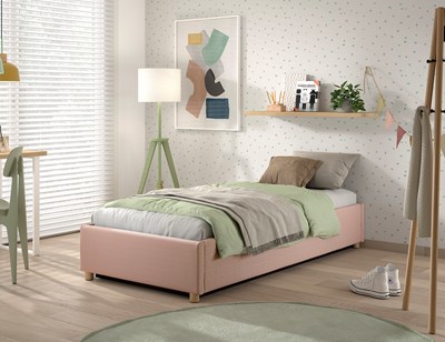 Lit enfant-MOON STORAGE CADRE DE LIT CÔTÉ COURT 90 x 200 cm BOUCLÉ ROSE-Vipack-mailleux-1