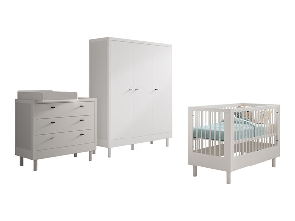 Chambres complètes-Combinaison de chambre d'enfant Forrest Beech 4-hêtre laqué blanc-Vipack-maill-0