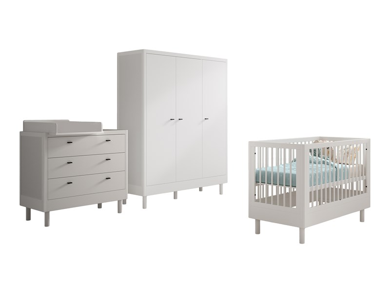 Chambres complètes-Combinaison de chambre d'enfant Forrest Beech 4-hêtre laqué blanc-Vipack-maill-0