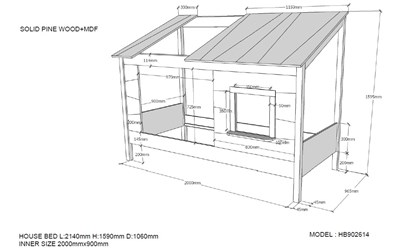 Chambres complètes-Combinaison de chambre d'enfant Housebed 4-Vipack-mailleux-2