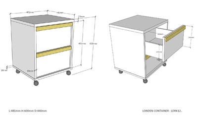 Caisson pour bureau-LONDON CAISSON DE BUREAU ANTHRACITE-Vipack-mailleux-2