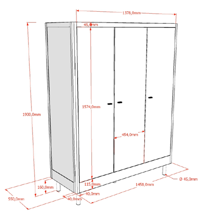 Garde-robe-FORREST ARMOIRE 3 PORTES CHÊNE-Vipack-mailleux-2
